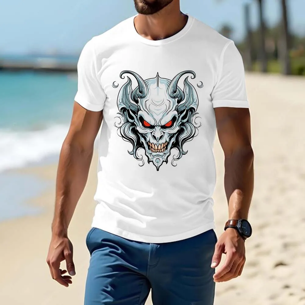 Japanese Style Hannya 3d Print Men's T-shirt Loose Comfortable O Neck Short Sleeve Street Y2k Tops Spring Summer Trend Clothing