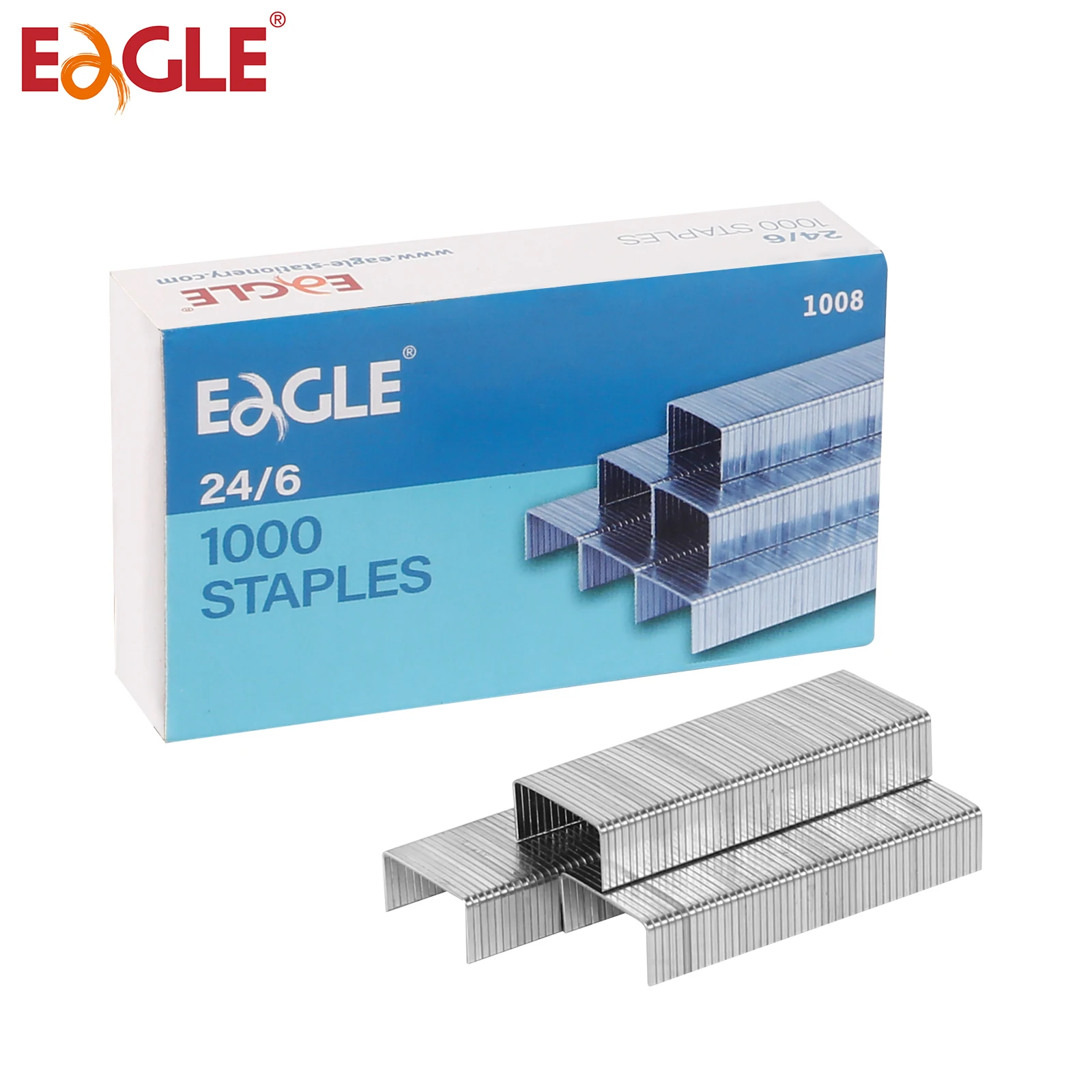 Grapas Eagle No.24/6, pata de 1/4", paquete a granel de 3 cajas, 3000 piezas en total, 1000 unidades por caja, accesorios de encuadernación para oficina y escuela