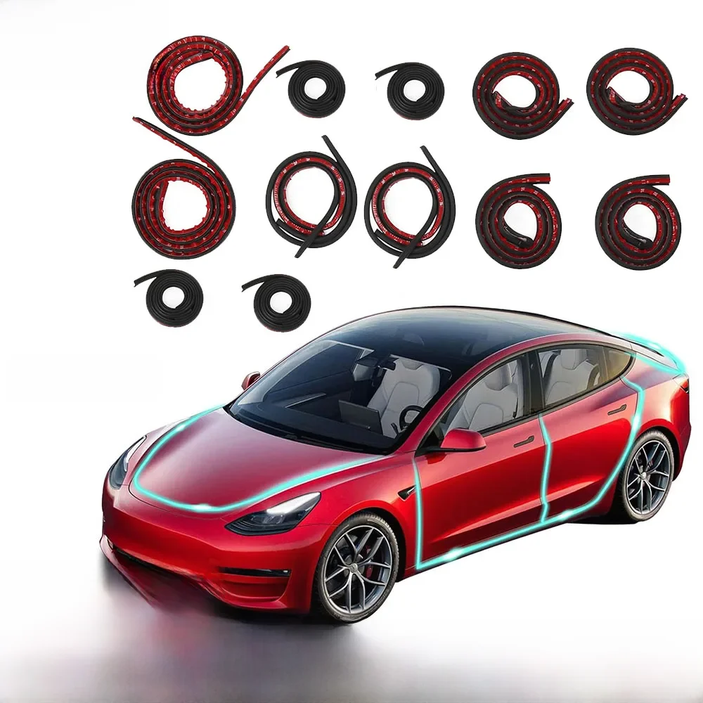 Kit insonorisé de joint de porte pour Tesla modèle 2025, bande d'étanchéité en caoutchouc pour tirage météo, Kit de bruit de vent, bande de couverture de coffre avant