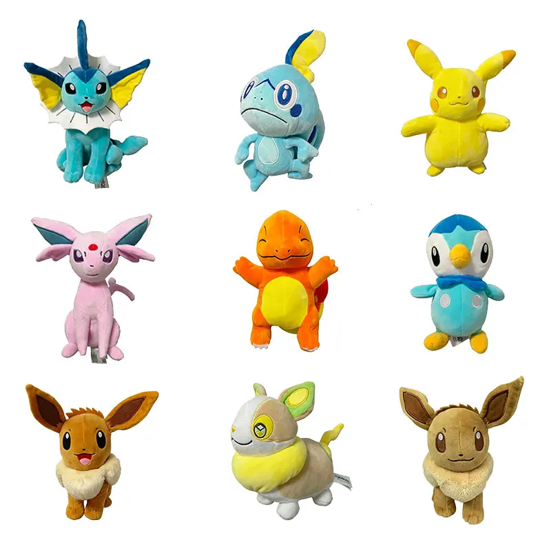 Pokemon 3-in-1 Classic Plush Set (Pikachu, Charmander, Eevee), 8-Inch Soft Stuffed Animal, Collectible Anime Toy Gift for Kids
