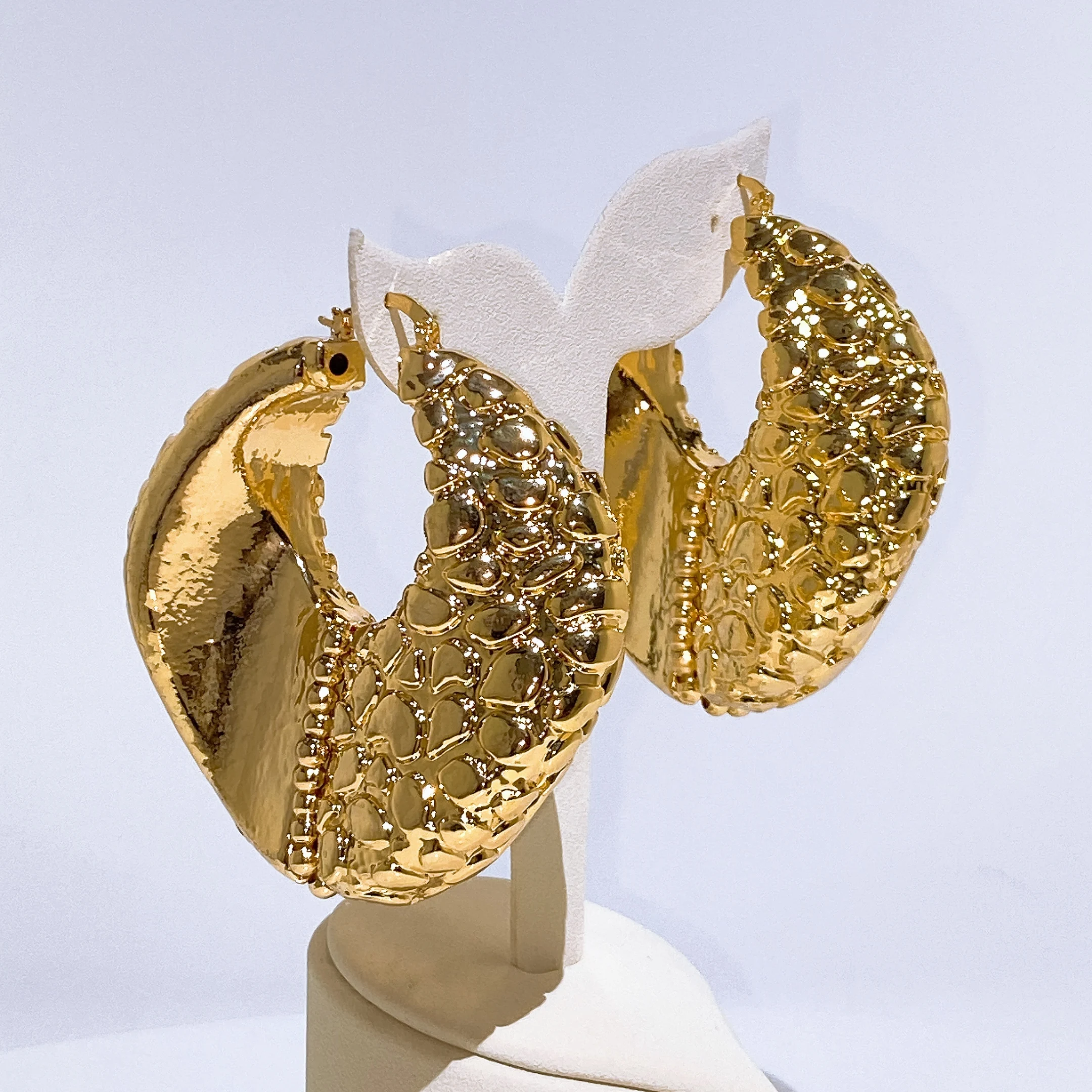 The Latest Irregular Shape Women's Earrings Pierced Electroplated Gold Copper Fancy Alloy Color Large Hoops For Daily Party Wear