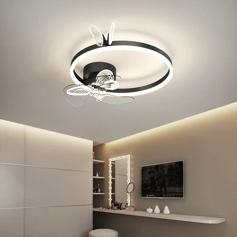 Modern Nordic bedroom ceiling fan lamp 2022 new light luxury simple lamps Intelligent children's room ceiling fan lights