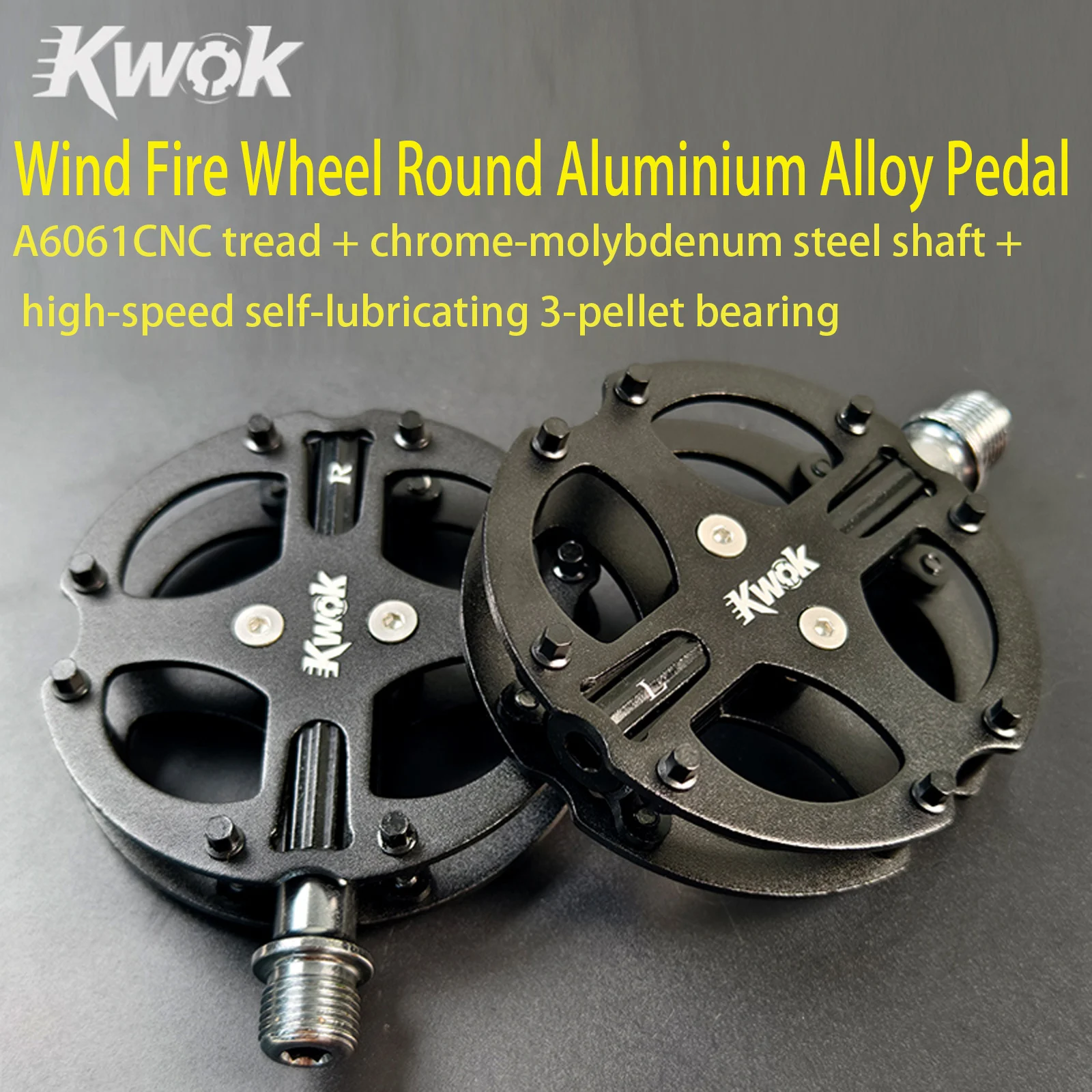 

Kwok Bicycle Pedals Aluminum Alloy Ultralight MTB Road Pedals 3 Bearing Bike Pedals Non-slip Pedal Light Weight Cycling Platform