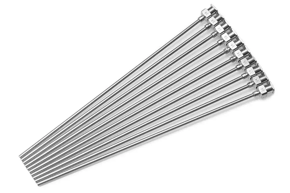 1 szt. - 100 mm lub 150 mm, 200 mm długość kaniuli Igła dozująca (8G, 10G, 12G, 14G...27G opcjonalnie) - tępa końcówka, w całości z metalu — zdjęcie 2
