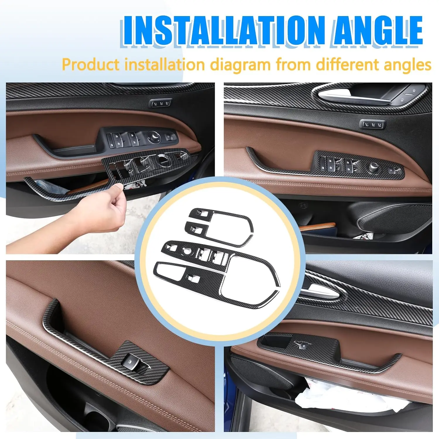 For Alfa Romeo Stelvio 2017 2018-2020 ABS Car Interior Door Handle Window Glass Lifting Switch Buttons Frame Trim Cover Stickers