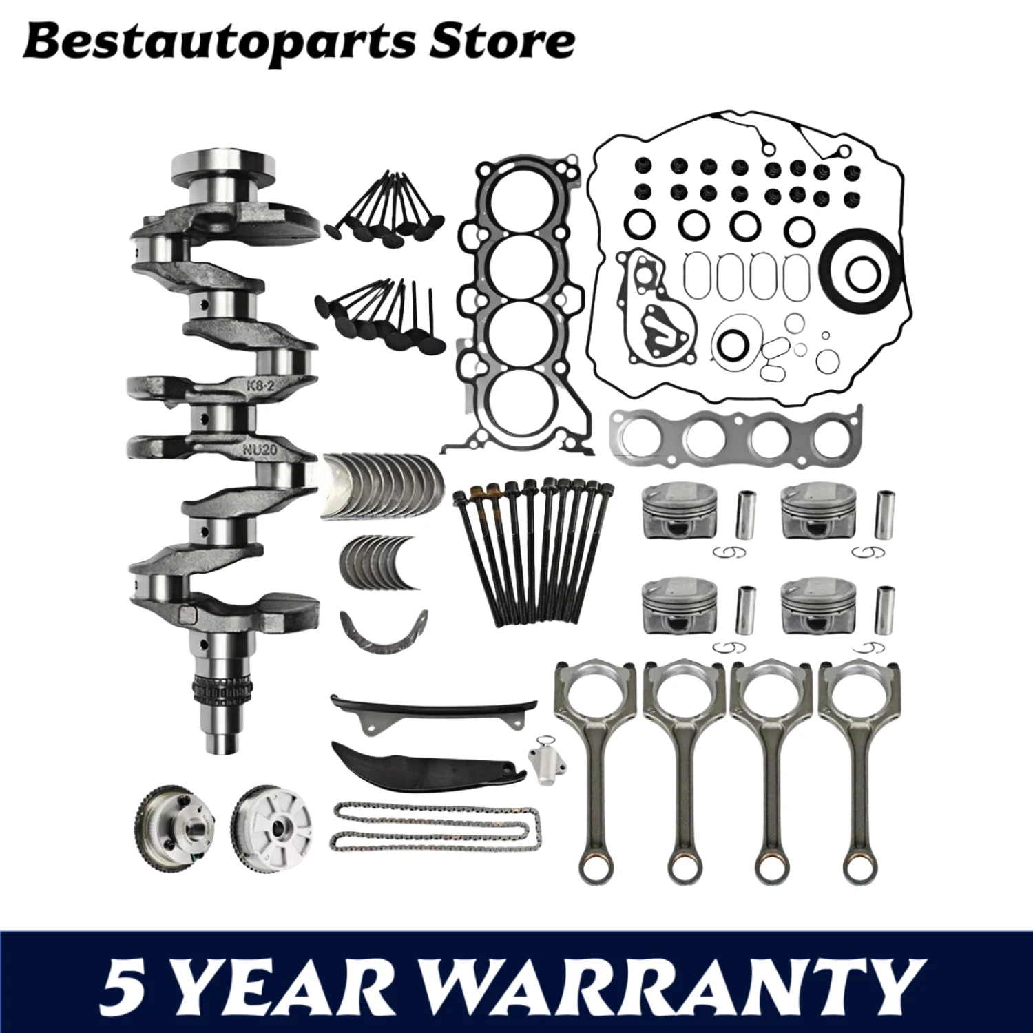 G4NH Engine Rebuild Piston Gasket Crankshaft Rod Timing Kit for Hyundai Kia 2.0L 23110-2E510 23510-2E410 23060-2E025 230412E821