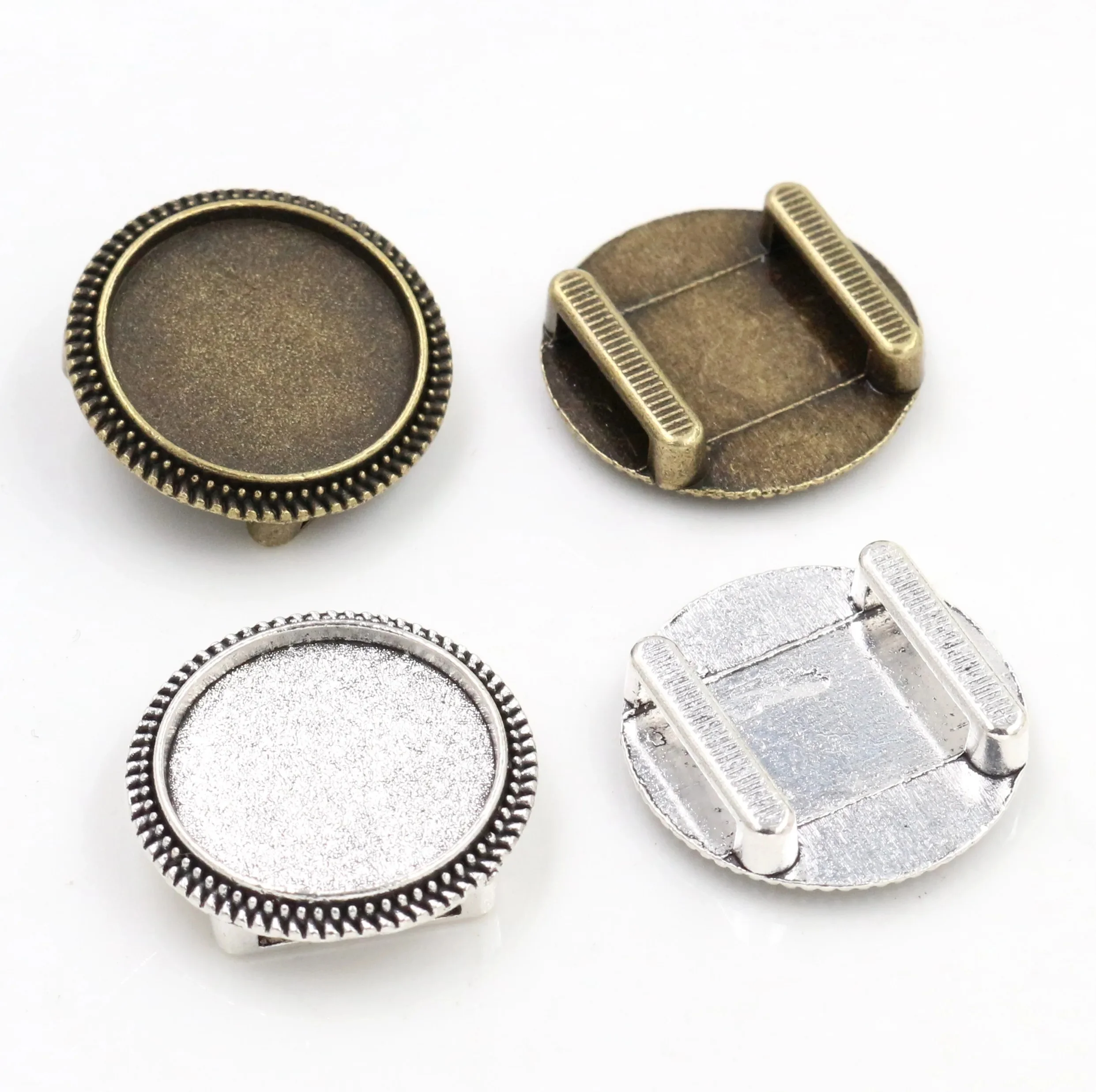 10szt 18mm wewnętrzny rozmiar antyczny brąz i posrebrzane otwór (10mm) koraliki styl Cabochon baza Cameo ustawienie bransoletka wisiorek — zdjęcie 2
