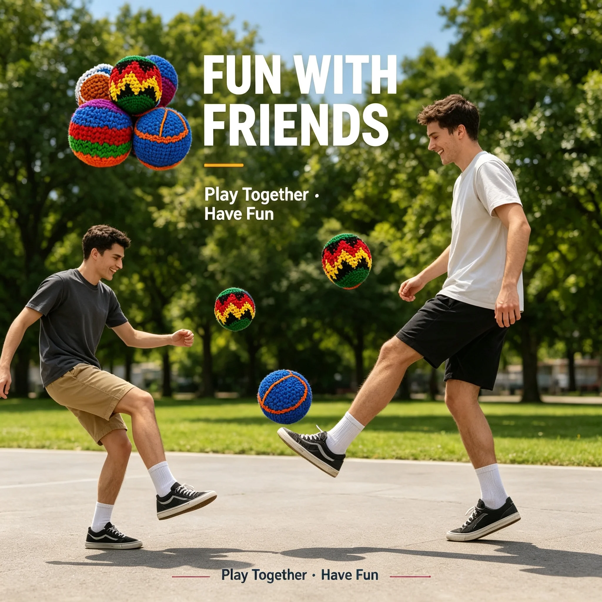 3 PackKnitted Hacky Sack Foot Bag Juggling Balls for Kids Adults Outdoor Kick Toss Game Soft Woven Sandbag Ball Interactive Group Play Toy