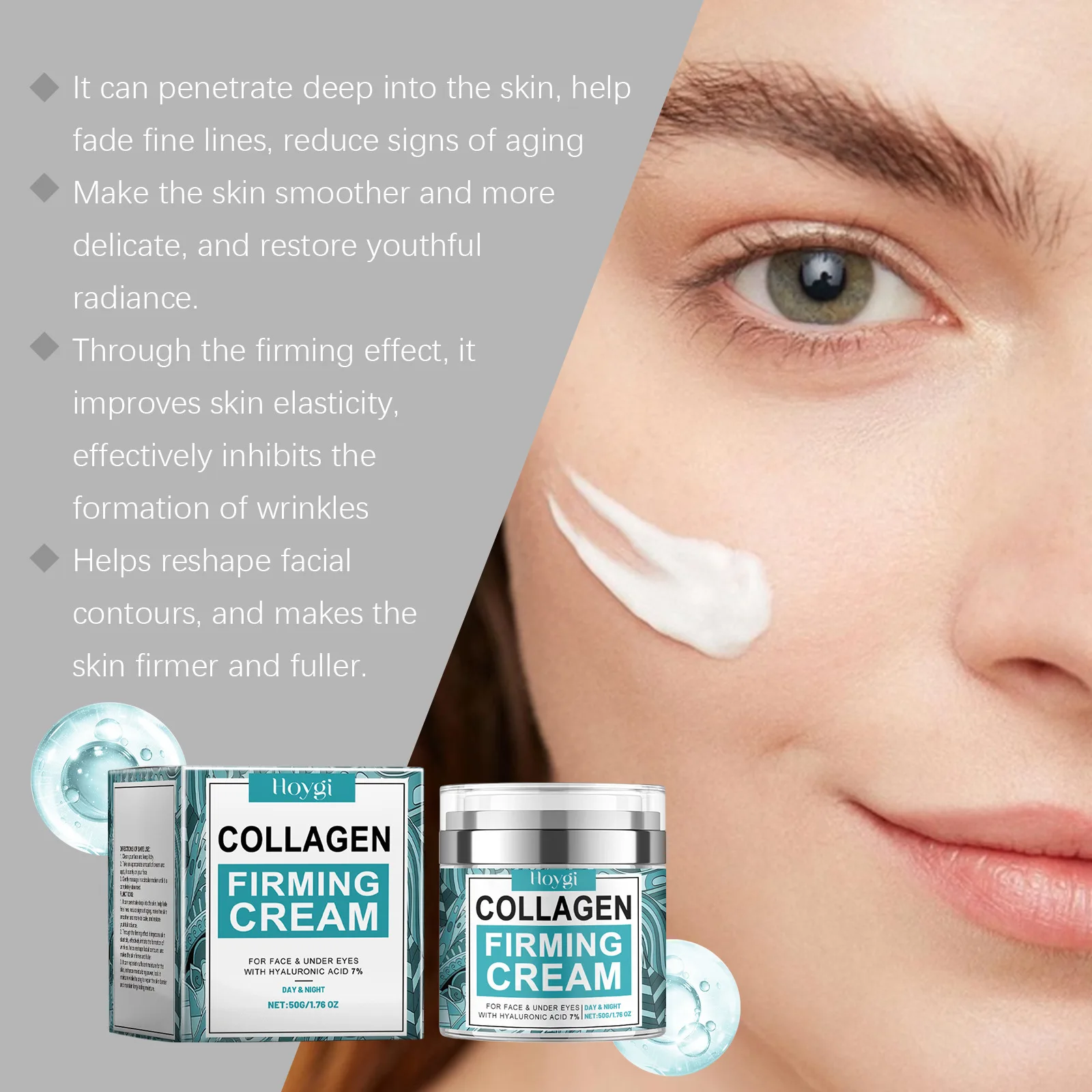 

Hoygi 50g Firming Collagen Cream Anti Aging Wrinkle Deep Hydration Moisturizer Brighten Skin Tone Lifting Sagging Facial Cream