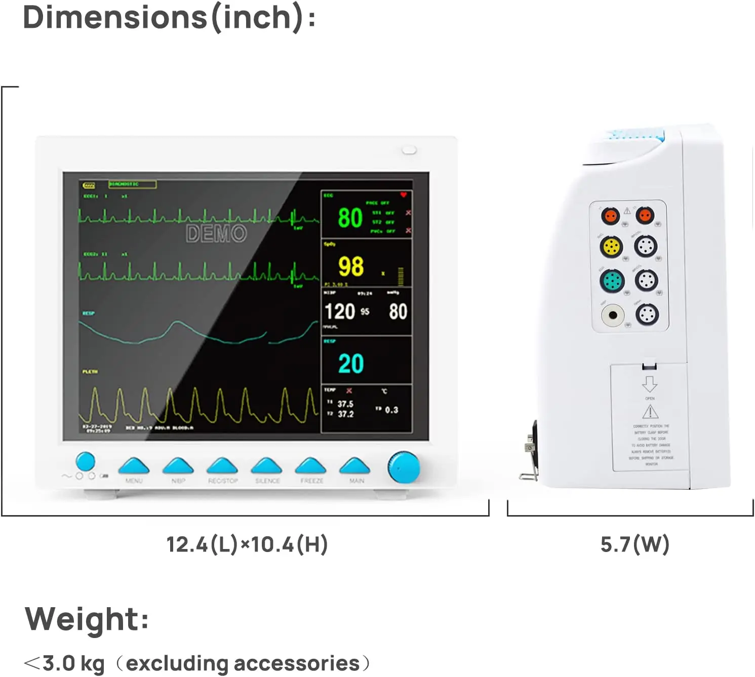 Contec Vet Veterinary ICU/CCU Patient Monitor Multi-Parameter  CMS8000-VET SPO2,PR,ECG,SPO2,NIBP,RESP,TEMP