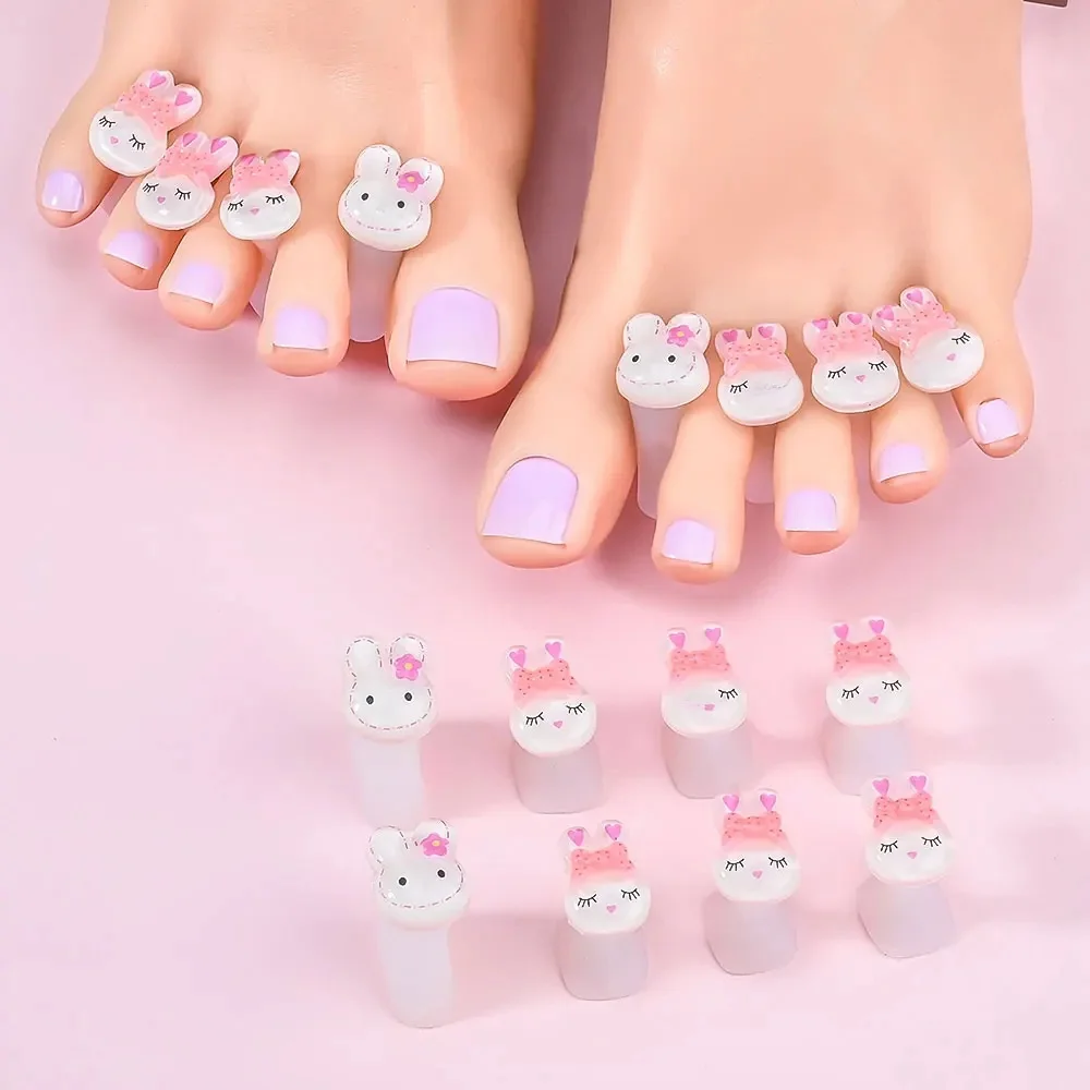 8 pièces Kawaii lapins Silicone séparateurs d'orteils ensemble vernis à ongles pédicure entretoises manucure vernis gardes doux Silicone orteil diviseur R%