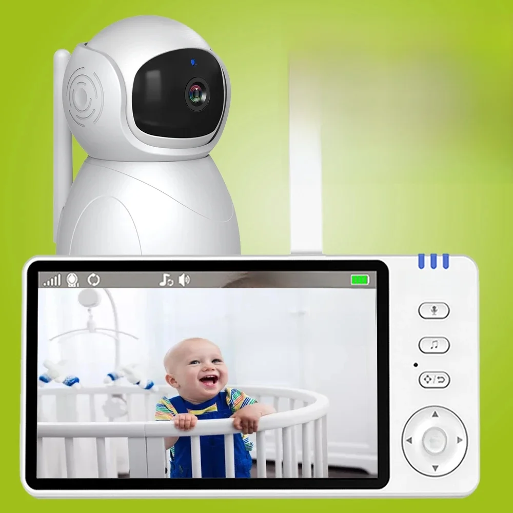 5" 720P HD IPS Ekran wideo Niania elektroniczna Pan Tilt 4X Zoom Kamera Niania 2 Way Audio Night Vision 3500mAh Bateria Lullaby VOX — zdjęcie 2