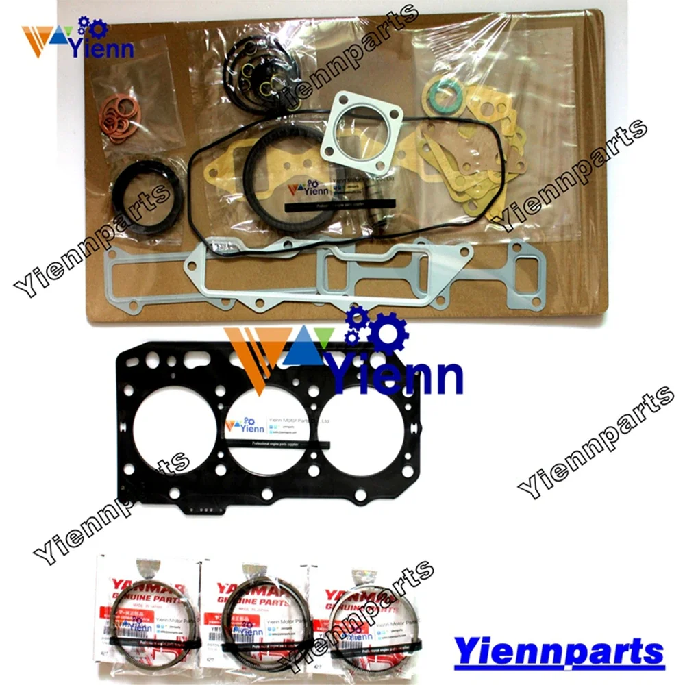 3TNE82A 3TNE82A-BX 3TNE82A-B1 Full Gasket Kit With Piston Ring For Yanmar Excavator B27-2B B30V-1 VIO30 VIO35-2 Repair Parts