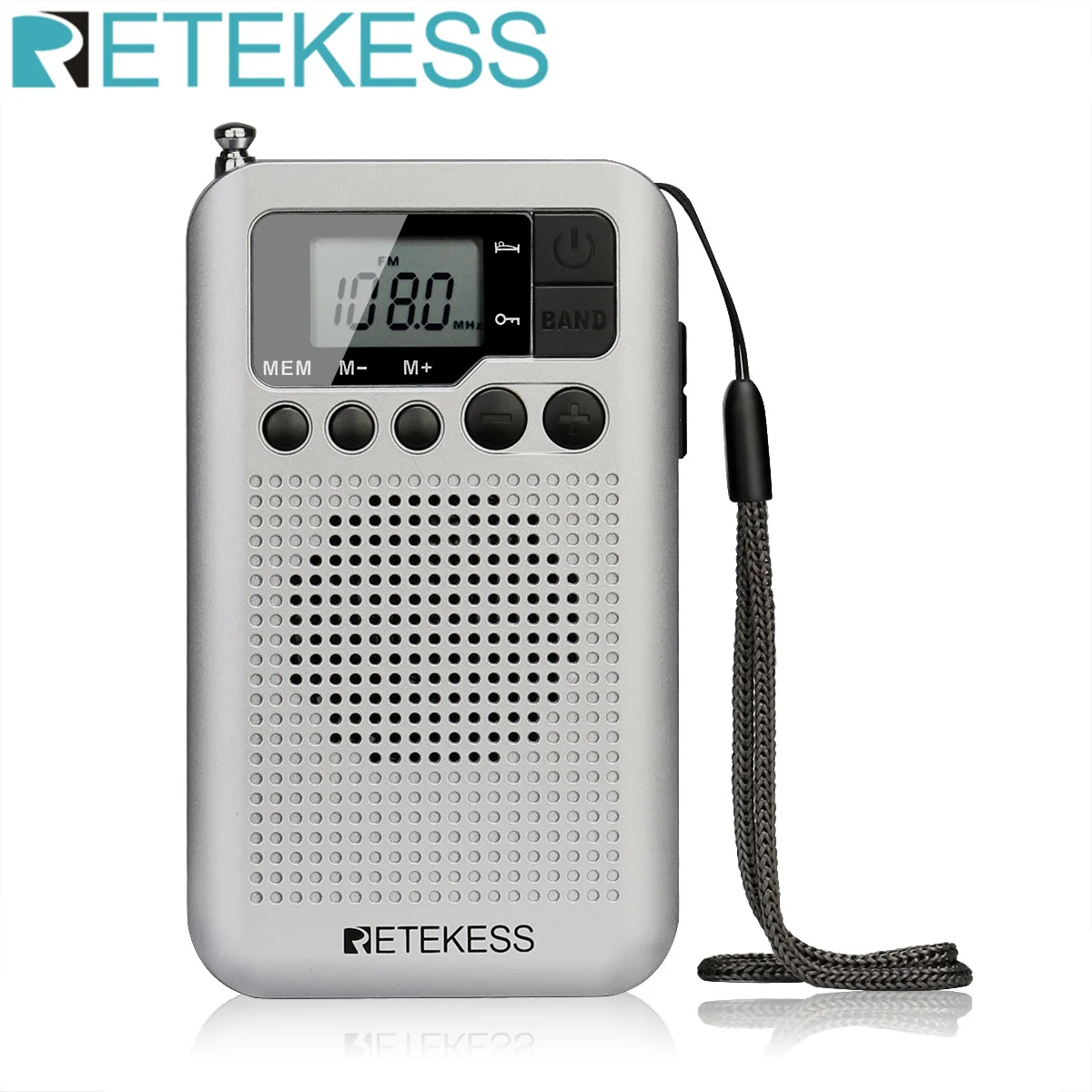 Retekess TR106 Mini Radios Portable AM FM Battery Operated Radio Pocket Radio Speaker Stereo LCD Display Headphone Jack Clock