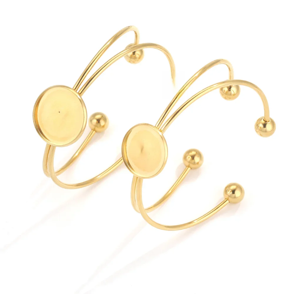 Regulowana bransoletka ze stali nierdzewnej Bangle Round Blank Base Fit 20mm Cabochon Cameo Bases Trays Bezel Setting DIY Jewelry Making — zdjęcie 2