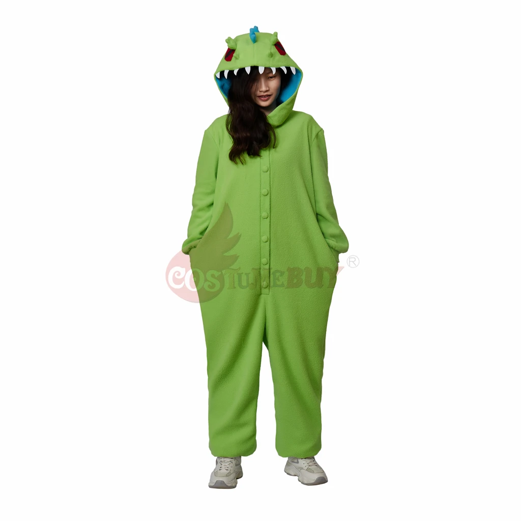 Costumebuy Neue Erwachsene Grün Dinosaurier Onesie Pyjamas Unisex Lose Strickjacke Top Nachtwäsche Cartoon Tier Cosplay Nachtwäsche Hallowee