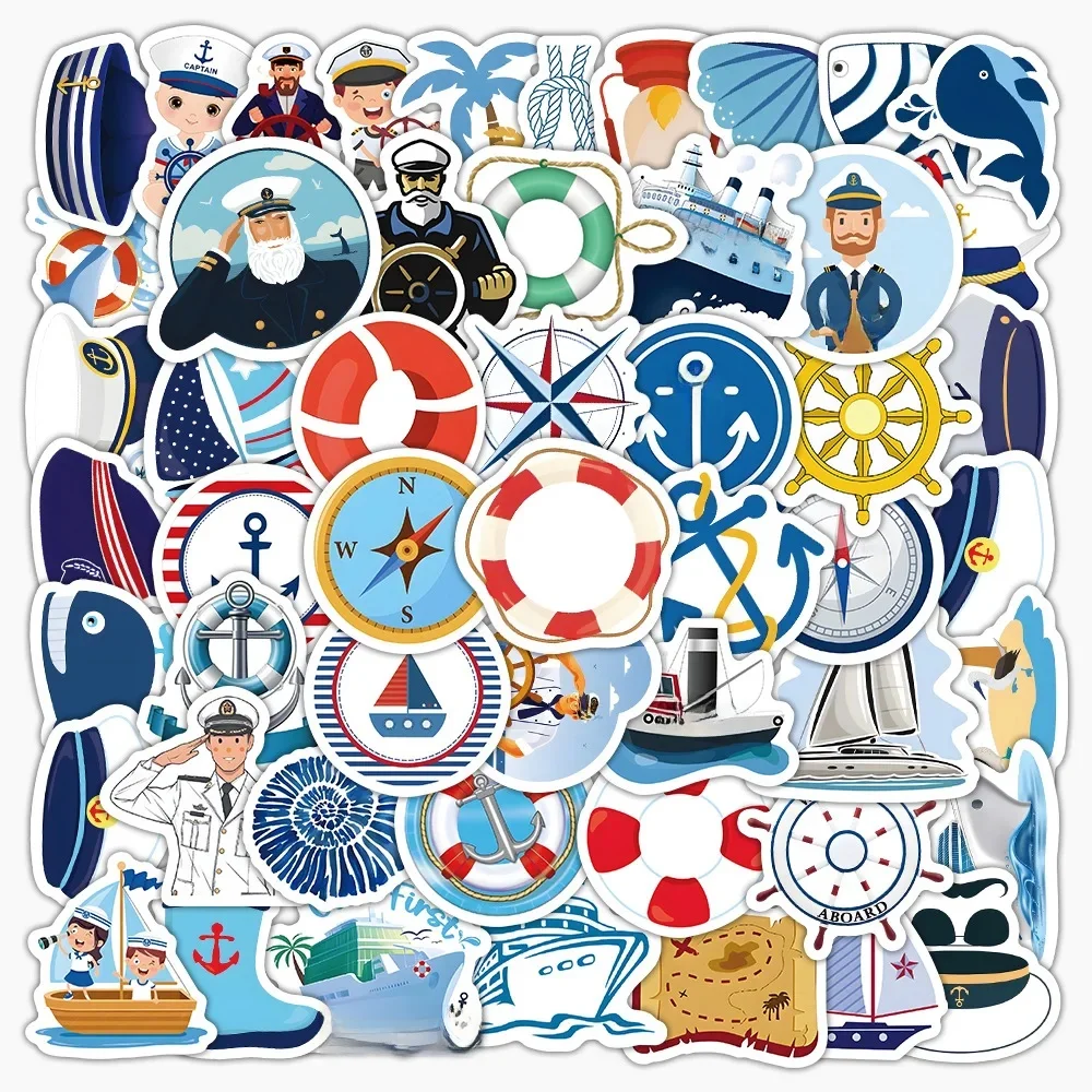 AliExpress GOGOTU 10/30/50/100PCS Sailing Cartoon Stickers Blue Sea Decals DIY Laptop Phone Car Bike Skateboard Sticker Captain Graffiti Kids Toy