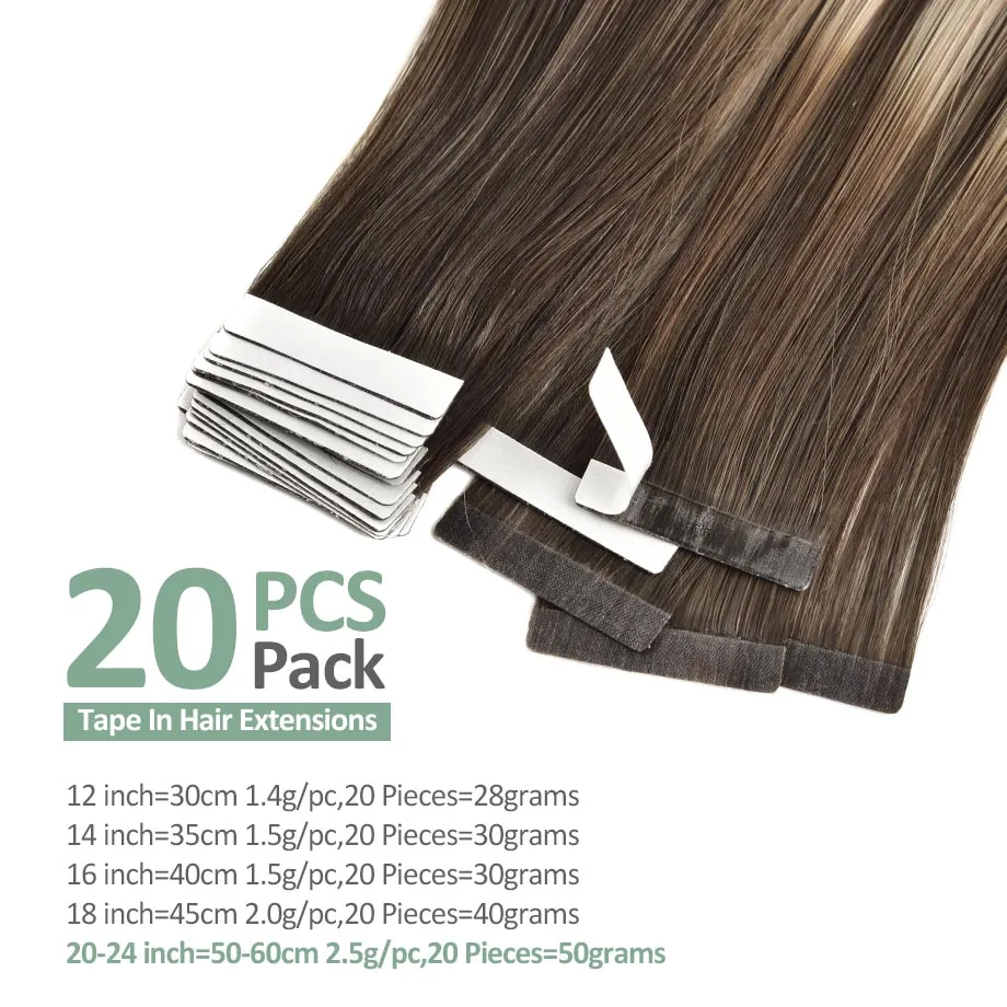 Tape in Hair Extensions Human Hair 12-24inch Seamless Straight Remy Human Hair Extensions PU Tape in Human Hair Extensions 40Pcs