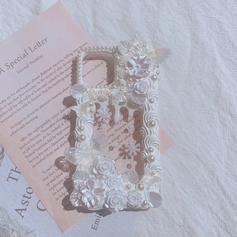 Cream Glue Phone Case DIY Store-made products baroque Style Mobile Phone Case For iPhone 7 8 X 11 12 13 XR Pro For Girl Women