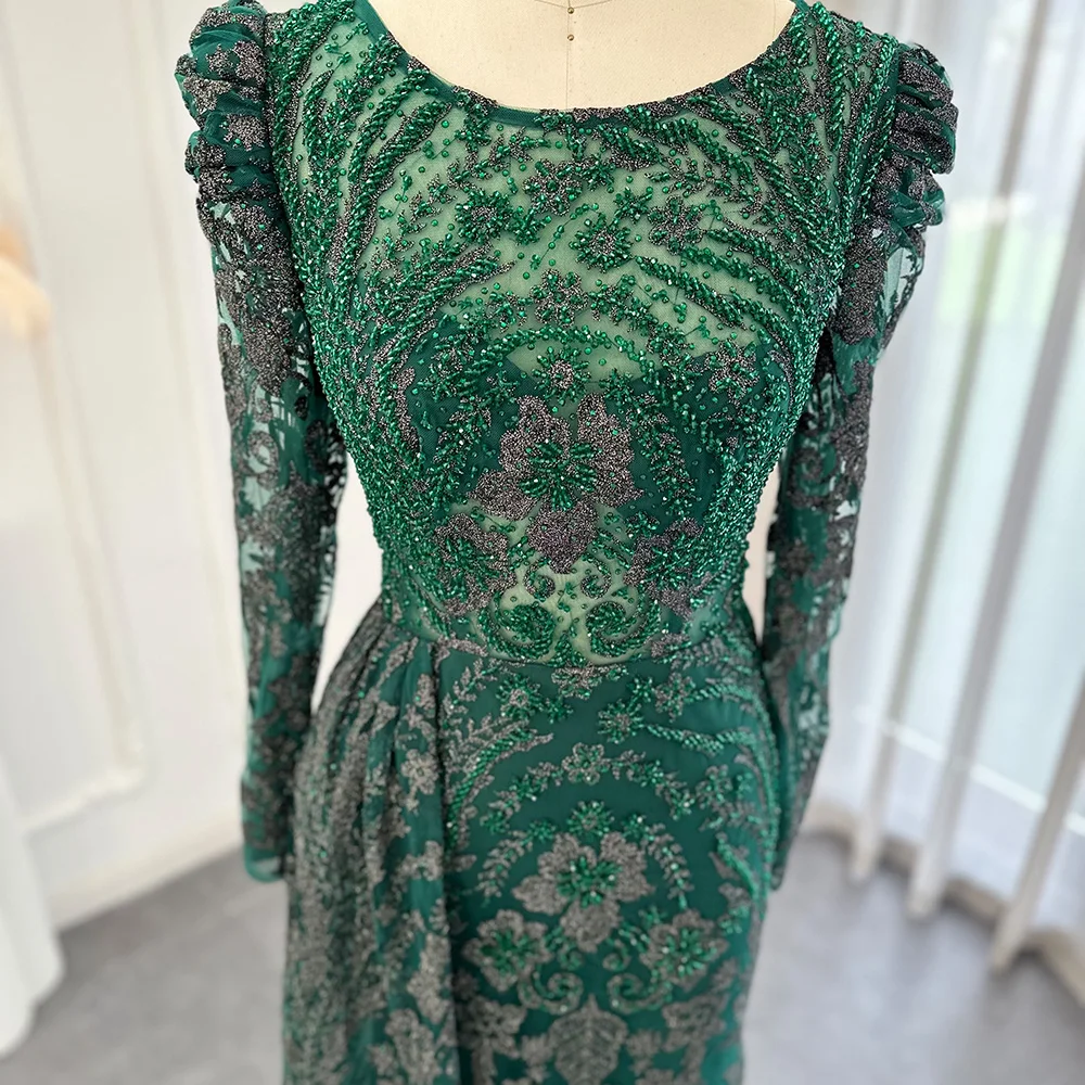 Sharon Said Dubai Schwer Kristallverziertes Übergrößen-Meerjungfrauenkleid in Braun mit Überrock für Damen, Formelles Abendkleid SS127 Maßanfertigung – Detail 24
