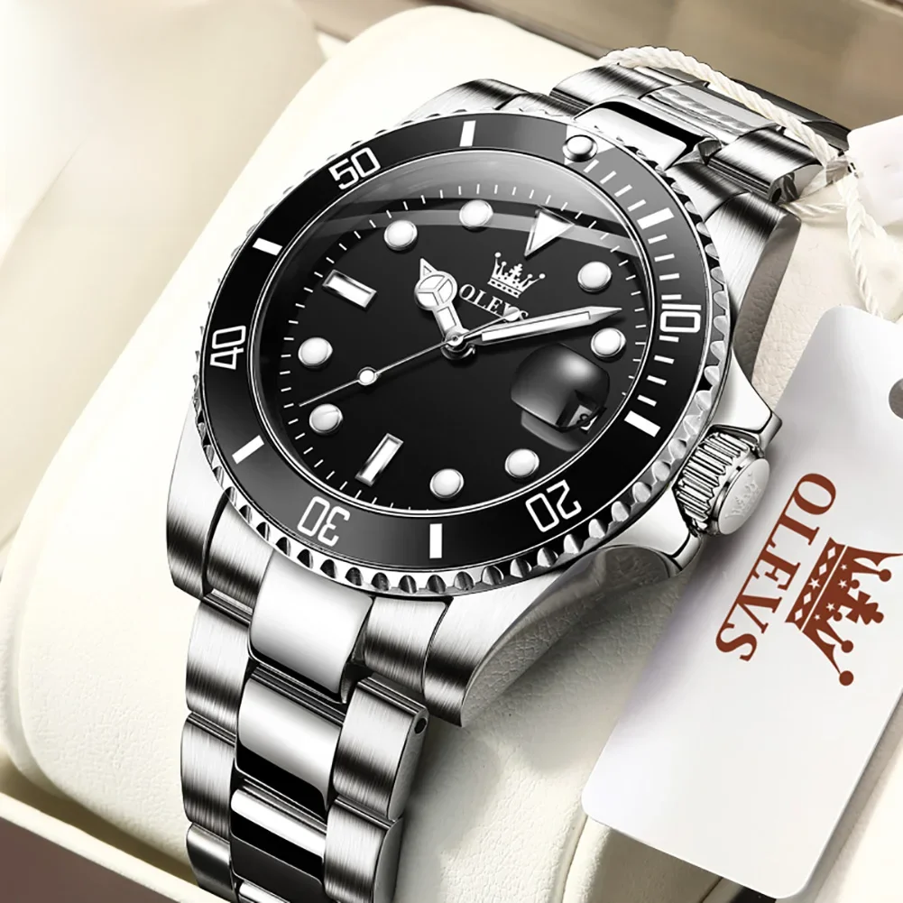 OLEVS Herrenuhr, luxuriöse Top-Marke, einseitig drehbarer Außenring-Design, Quarzuhr für Herren, automatisches Datum, wasserdichte Armbanduhren