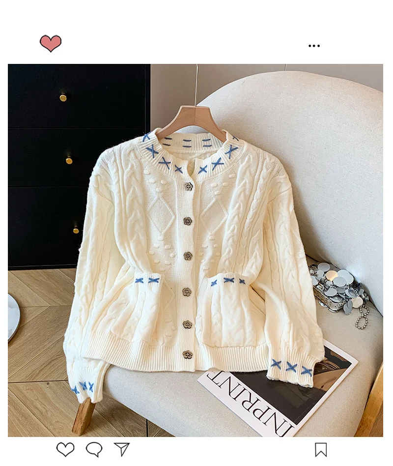 

Женский абрикосовый вязаный свитер, кардиган Y2k, французский кавайный милый ленивый стиль, контрастный цвет, шикарный повседневный вязаный кардиган, топ