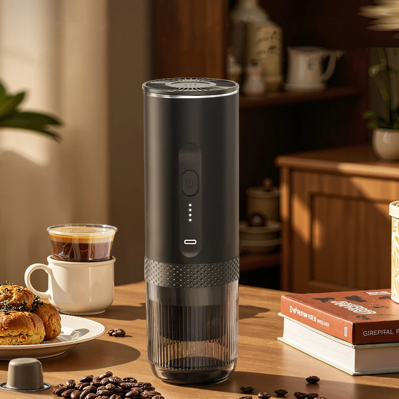 ماكينة قهوة اسبريسو كهربائية لاسلكية 2 في 1 للسيارة والمنزل والتخييم ماكينة صنع القهوة المحمولة كبسولة مسحوق صانع القهوة للسفر