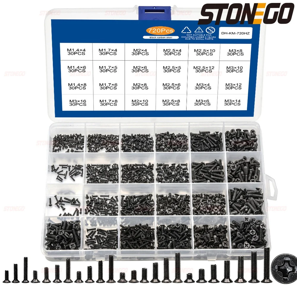 stonego-450-650-720-pcs-cabeca-plana-escareada-phillips-mini-parafuso-conjunto-m14-m17-m2-m25-m3-parafusos-de-aco-carbono-kit