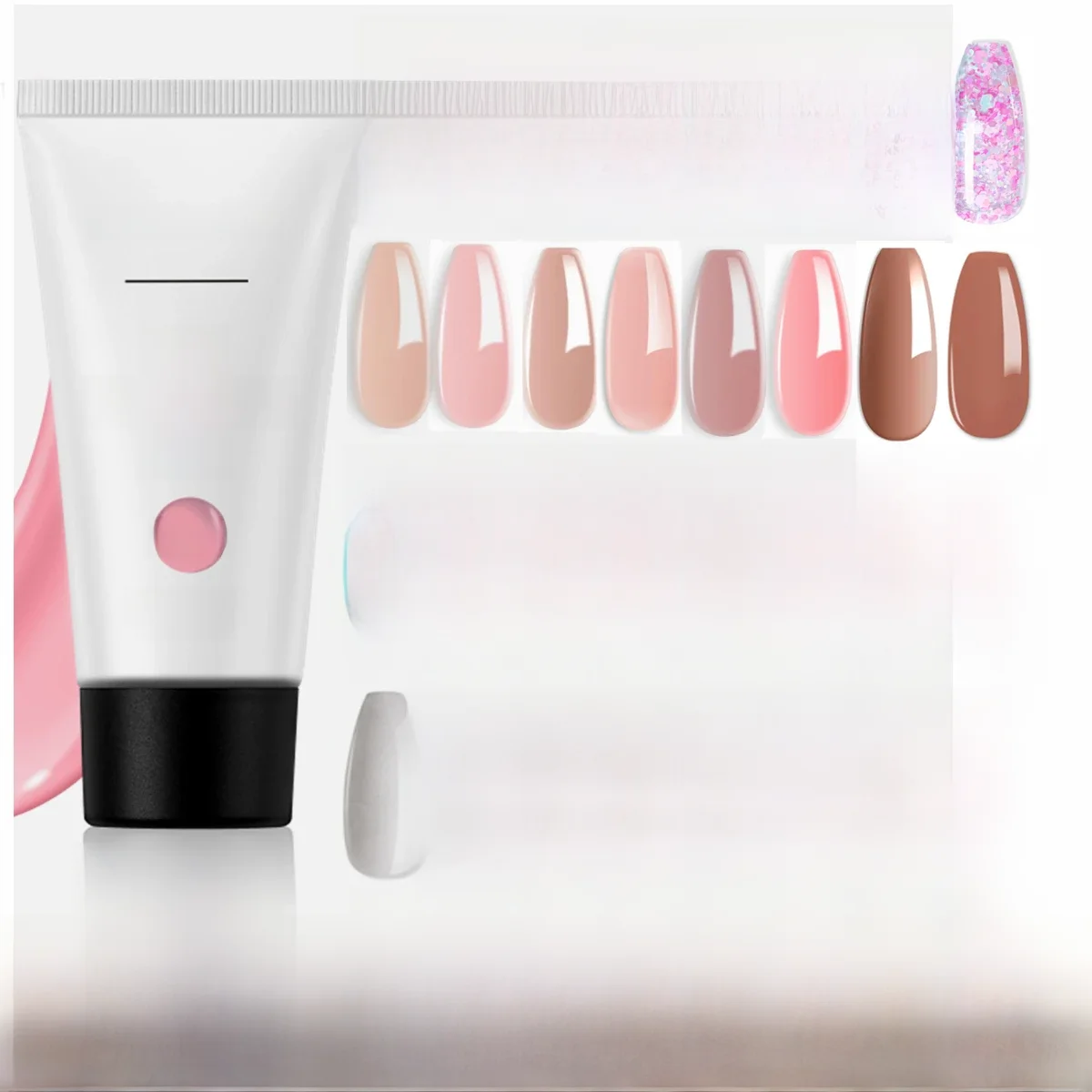 Makartt Poly Nagelverlengingsgel 50ML Roze Transparant Wit Blauw Acryl Nagelgel Trendy Nagelkunst Design Franse Manicure Voor Beginners - afbeelding 2