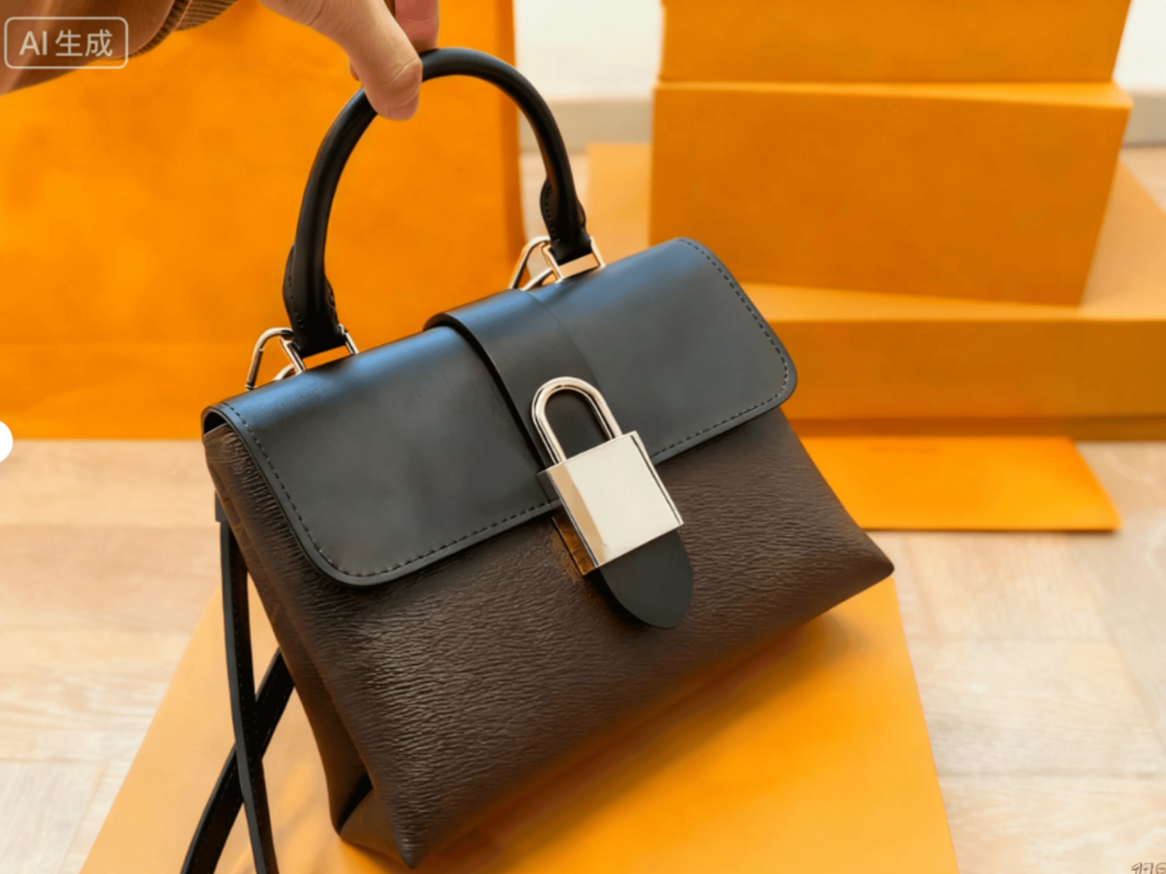 

2025 WomenBag New Autumn Winter Fashion Canvas Cowhine All-match Pure Color Simple Padlock Women Bag 22*15cm