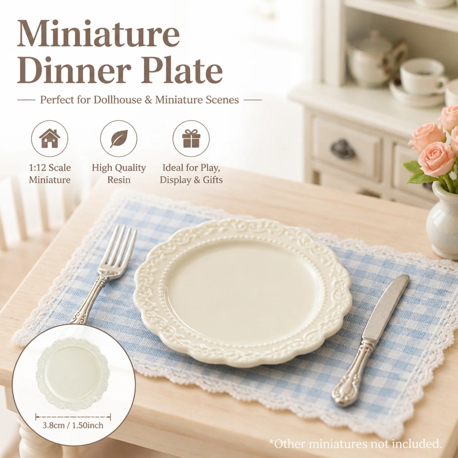 Vintage Fashion Plates Toy - Miniature Dinner Plate Decorative Vintage Design
