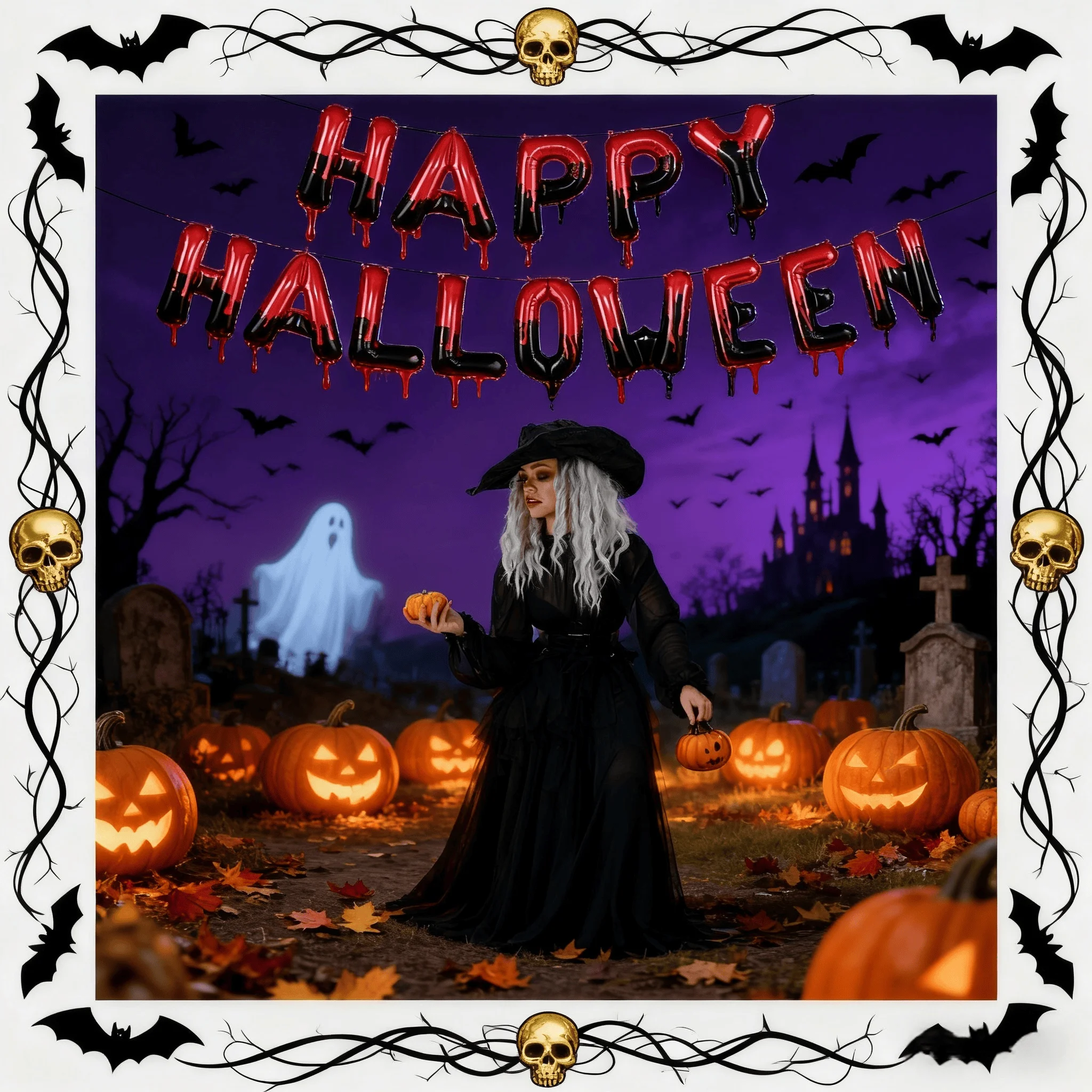 

Happy Halloween Balloons Banner Black Red Mylar Foil Letter Balloon Kit for Halloween Party Decorations Spooky Celebrations