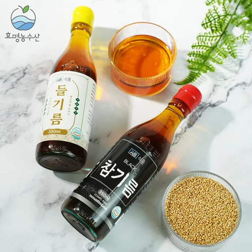 ★HACCP인증★1+1 저온압착 진한 참기름 350ml+350ml 전통 방식 참기름 