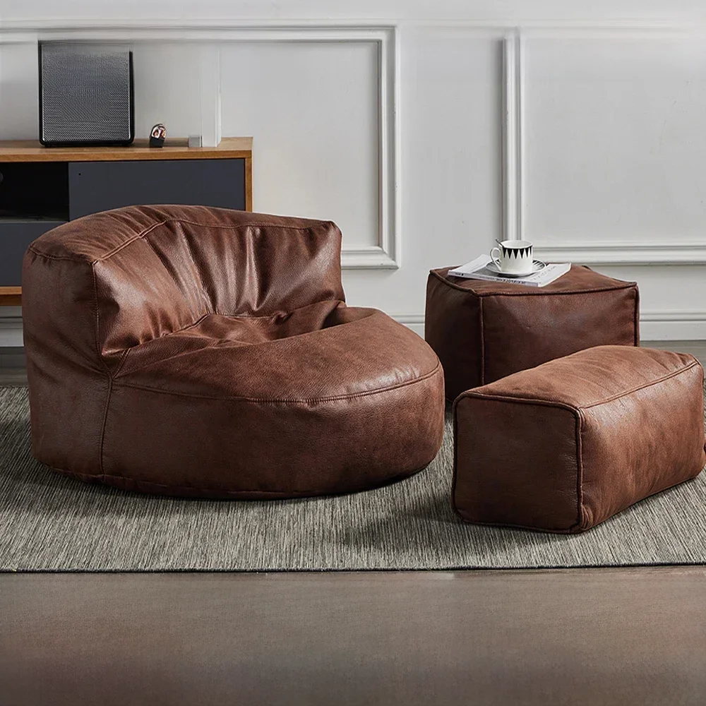 OTAUTAU 3,3 Fuß Kunstleder Pouf Sofagarnitur Bezug Sitzsack Stuhl Ottomane Fußstütze Sitzsack Eckcouch Sac Lounge Recliner SF004