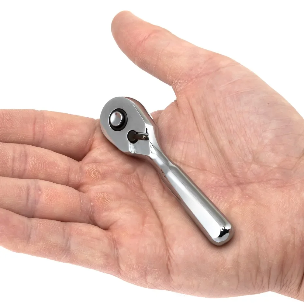 1/4 Inch Drive Stubby Ratchet Mini Quick Release Square Head Spanner Two-way Ratchet Socket Wrench 72-Tooth — zdjęcie 2