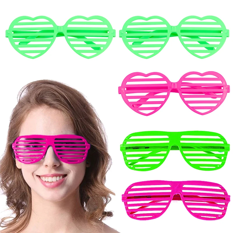 Neon Color Shutter Glasses 80's Party Slotted Sunglasses Kids Gift Adults Rock Pop Star Disco Dress-Up 90s Retro Party Supplies