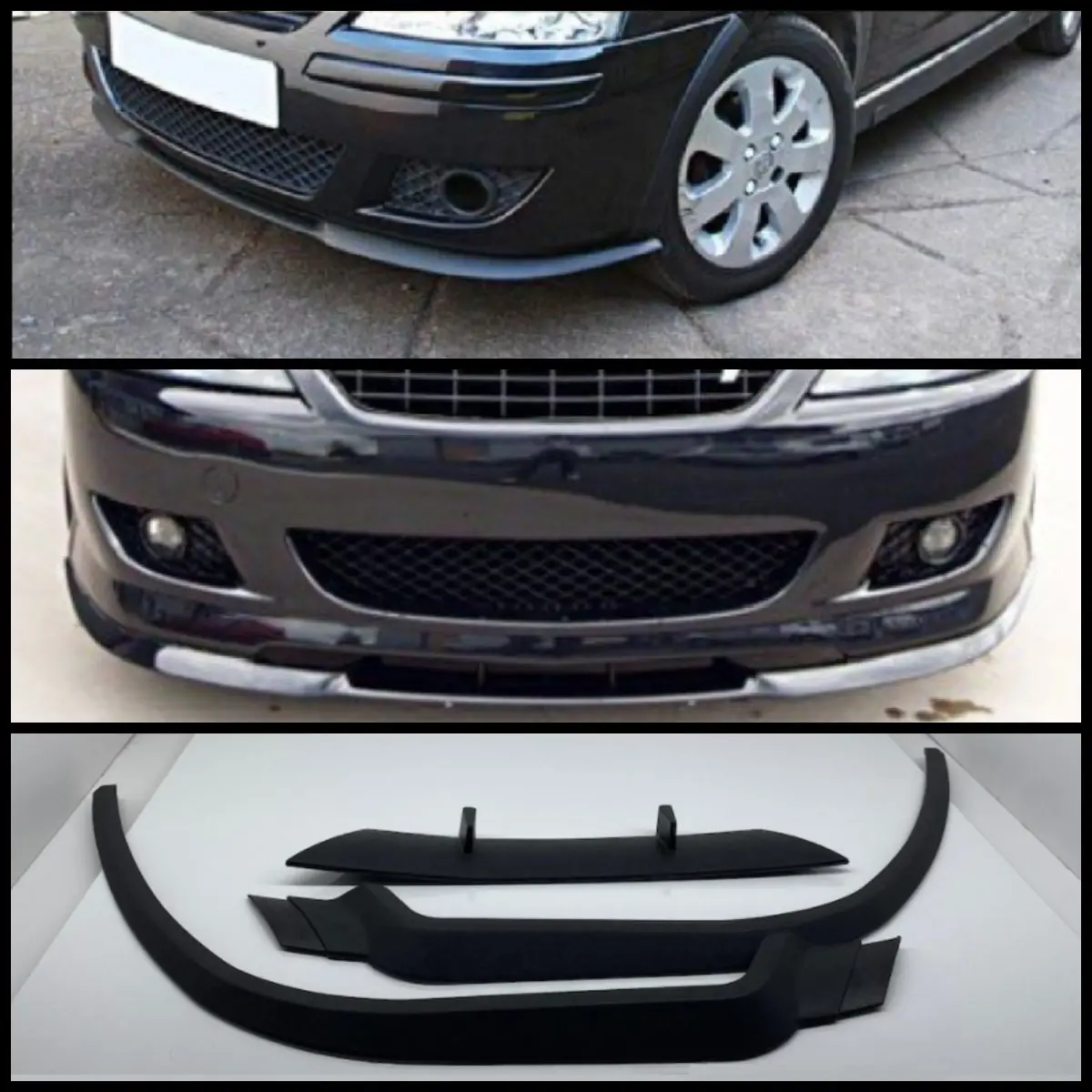 For Opel Corsa C CUPRA R Front Bumper Lip Universal 3pcs Diffuser Black Bumper Lip Spoiler Body Kit Tuning protector Quality