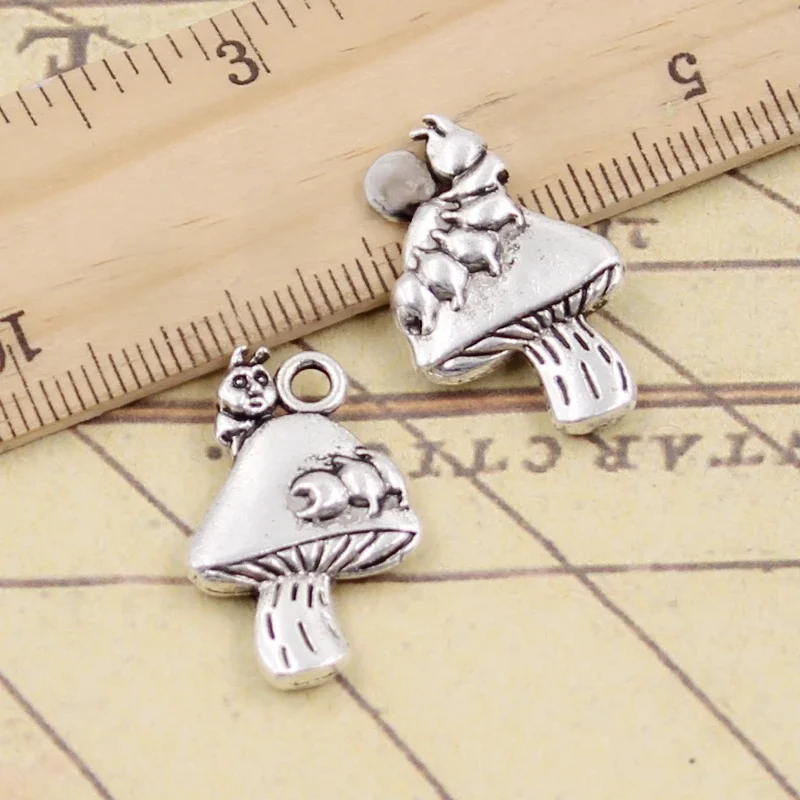 10 sztuk Charms Centipede grzyb 25x16mm tybetański brąz srebrny kolor wisiorki antyczny tworzenia biżuterii DIY Handmade Craft wisiorek — zdjęcie 2