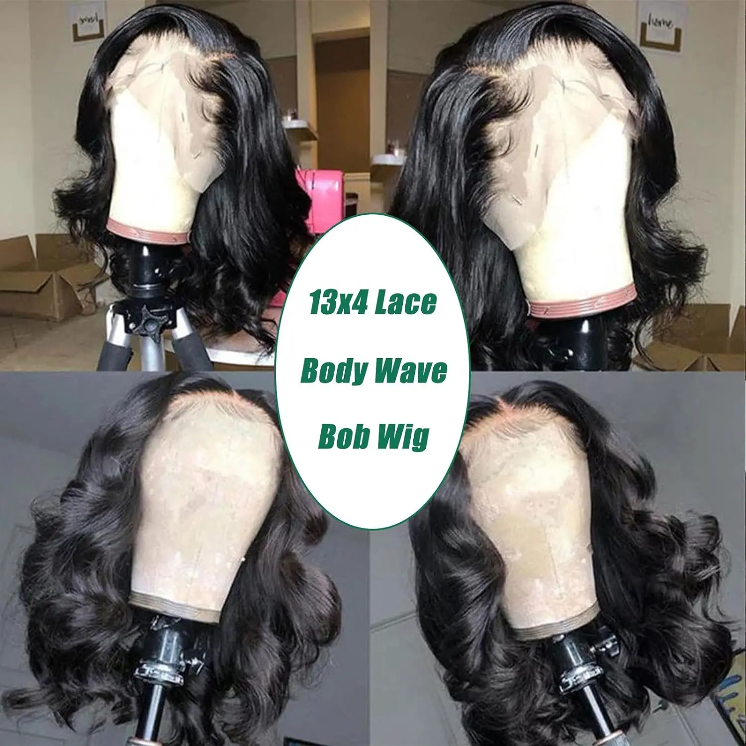 Bob Wig Human Hair 13x4 Frontal Lace Wigs 14 Inch Body Wave Lace Front Wigs Human Hair Pre Plucked with Baby Hair Natural Color