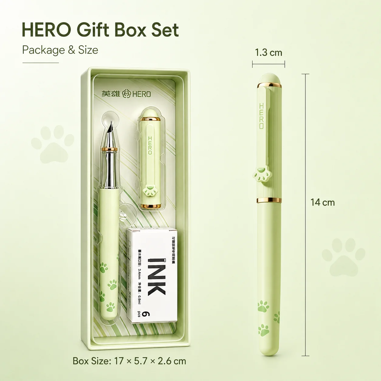 HERO Cute Cat Claw Fountain Pen Hero P360 Magnetic Cap Smooth Writing Kids Posture Correcting School Stationery Gift view 6