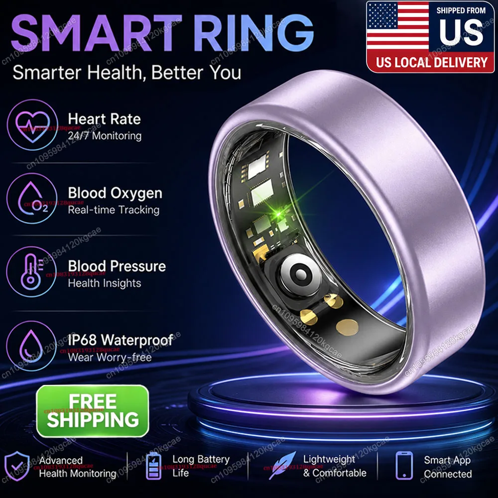 Smart Ring Heart Rate Blood Oxygen Sleep Tracker Ring IP68 Waterproof Multi Sports Mode Fitness Ring Men Women Free Shipping USA
