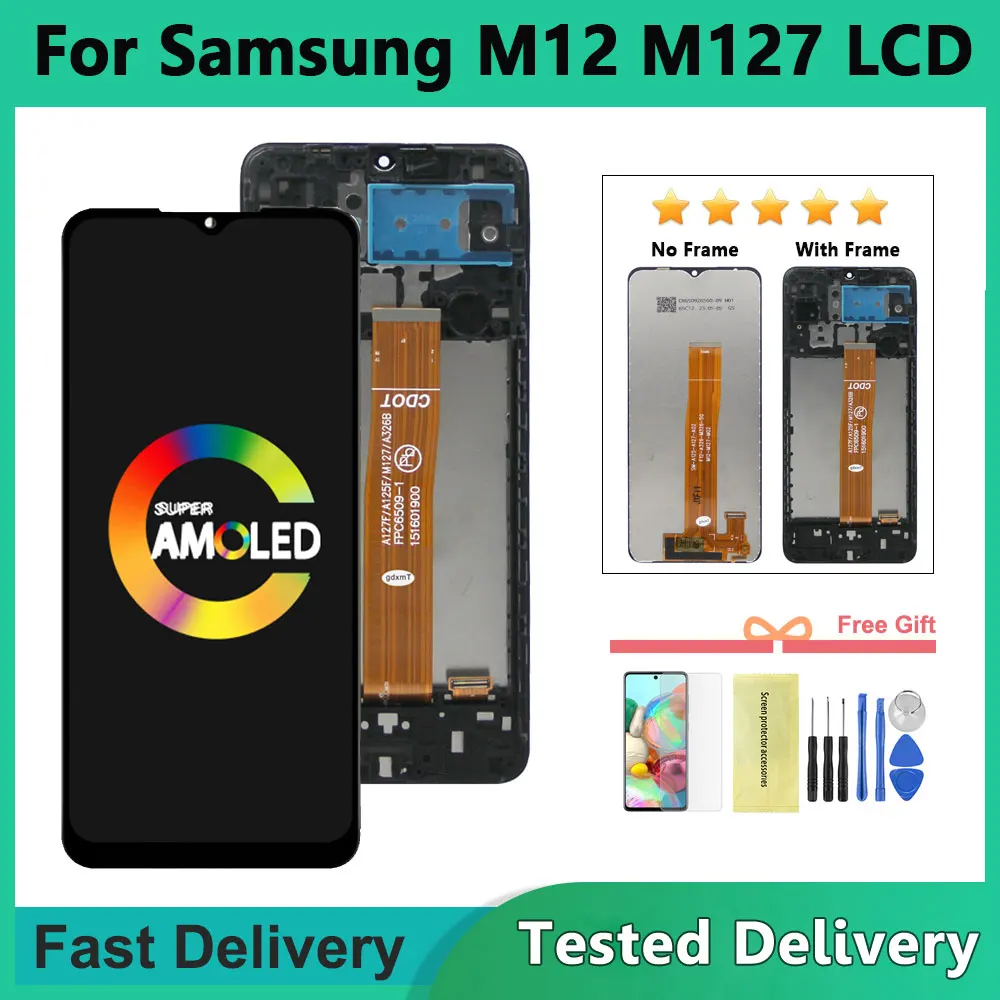 6.5'' For Samsung M12 M127 LCD with frame Display Touch Screen Digitizer Assembly For Samsung SM-M127F/DSN Display