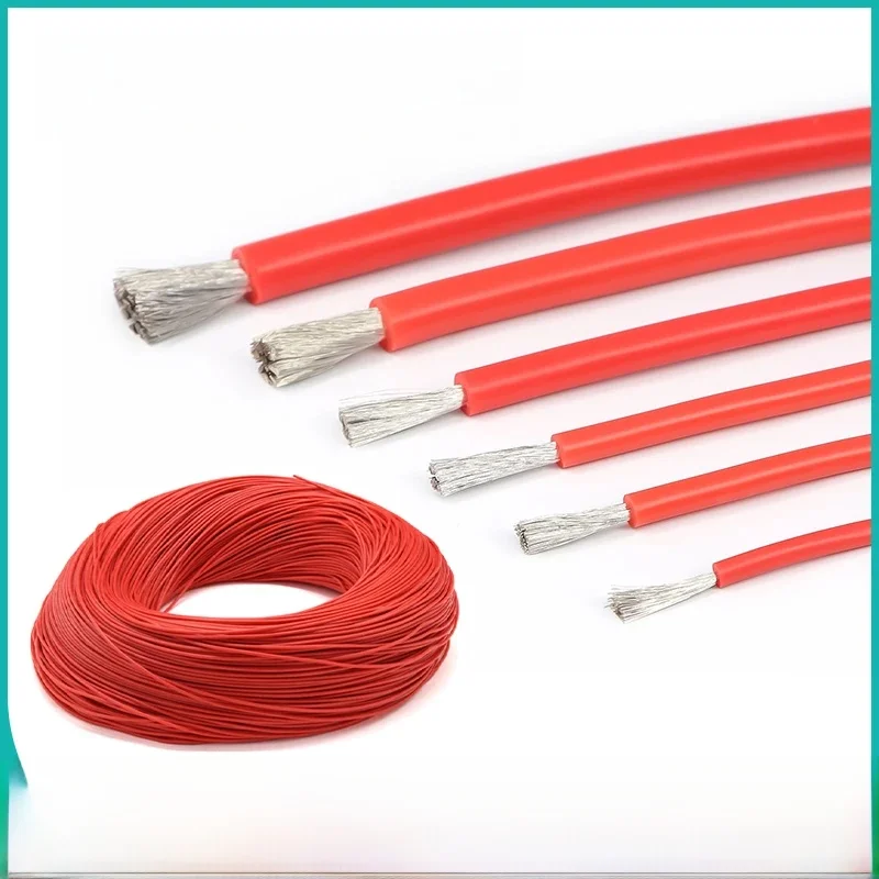 Fils en caoutchouc de Silicone souple rouge 30/28/26/24/22/20/18/17/16/15/14/13/12/10/08 AWG, câble électrique Flexible pour batterie d'onduleur de voiture