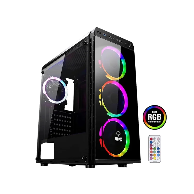 Gametech Galaxy 4x120MM RGB Fan Controlled Gaming Gaming Computer Case