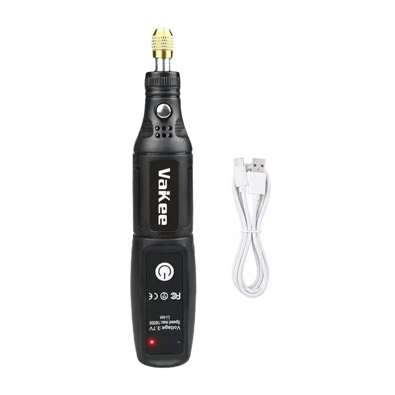 VaKee Mini Kabelloses Rotationswerkzeug 16000 U/min USB Typ-C Wiederaufladbarer Elektrischer Gravurstift Tragbarer Schleifer Bohrer für DIY Holzschnitzereien – Detail 6