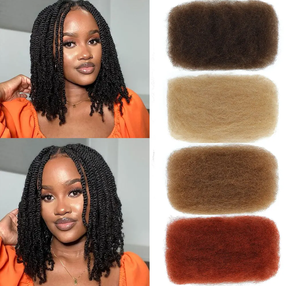 Ekstensi Rambut Manusia Afro Kinky Bulk untuk Dreadlocks, Warna Alami, Rambut Kepang Twist Afro Kinky untuk Locs 50g/pc