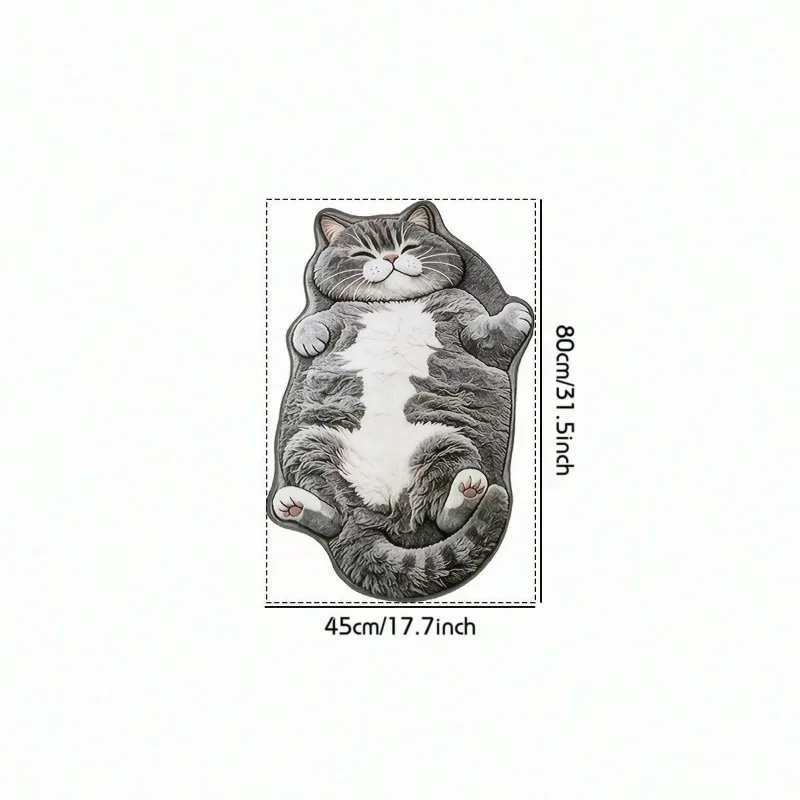 1PC British Shorthair Cat Faux Cashmere Area Rug, Non Slip Back Cute Cat Decor Floor Mat, Soft Fluffy Carpet For Bedroom Bedside, Window Sill, Vanity Table & Entryway, Perfect Gift For Cat Lovers