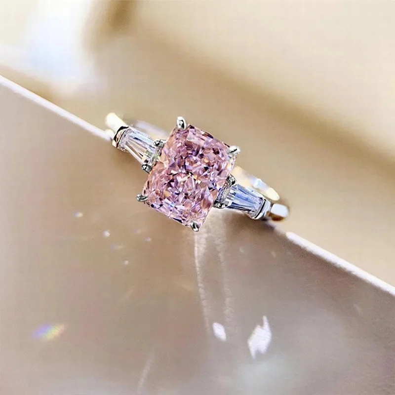 Huitan AAA Rosa Zirkonia Finger Ringe für Frauen Hochzeit Engagement Party Ringe Gute Qualität Mode Schmuck Drop Shipping