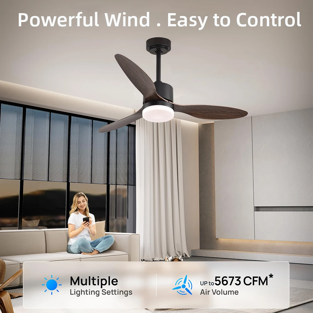 52Inch Strong Wind Ceiling Fan Light Modern Simplicity Restaurant Electric Fan Household Ceiling Fan With Light And Control 85-