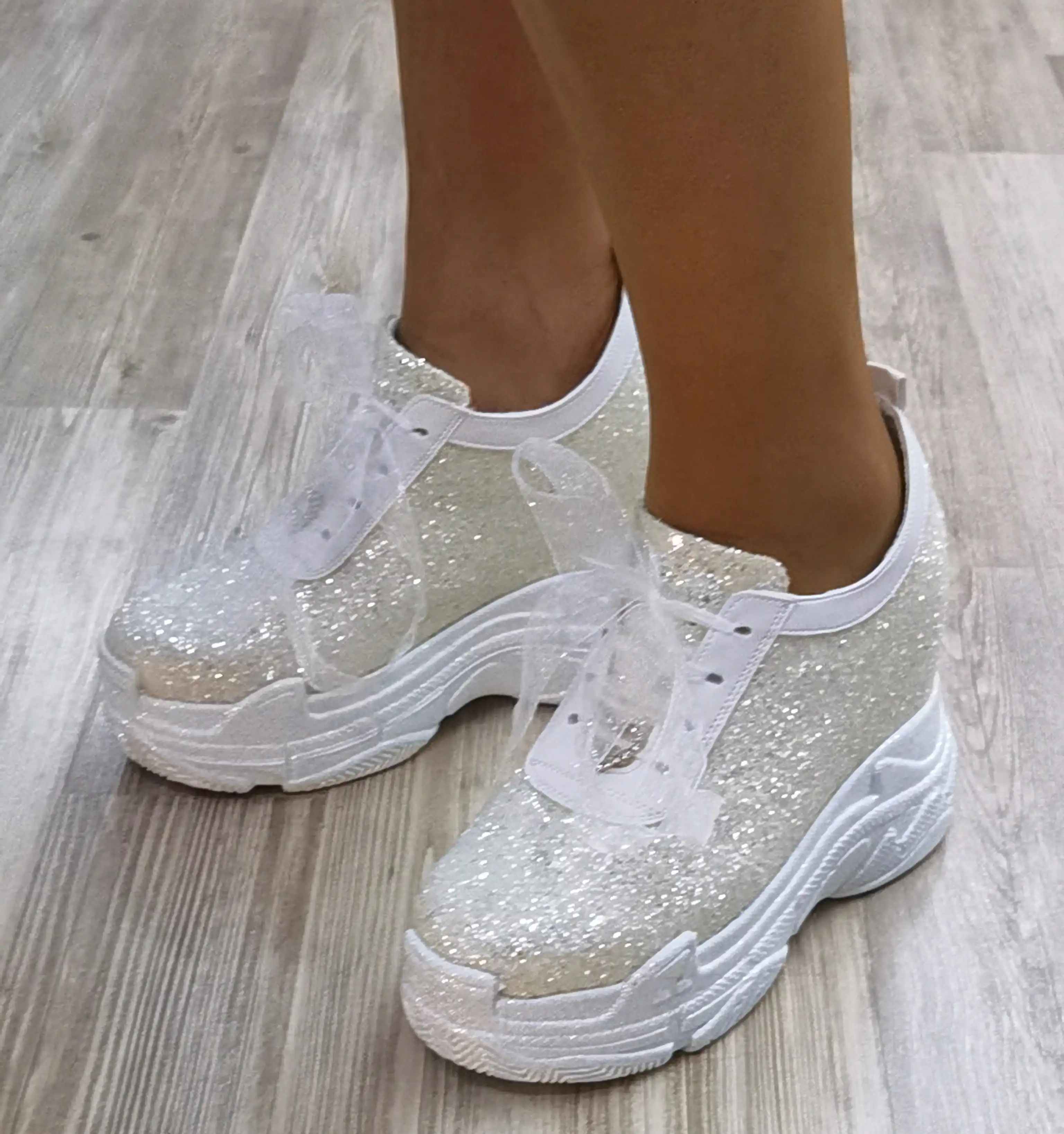 

White Glitter Wedge Heels Shoes 11 CM height Hidden heels Bridal wedding Party shoes White Glitter